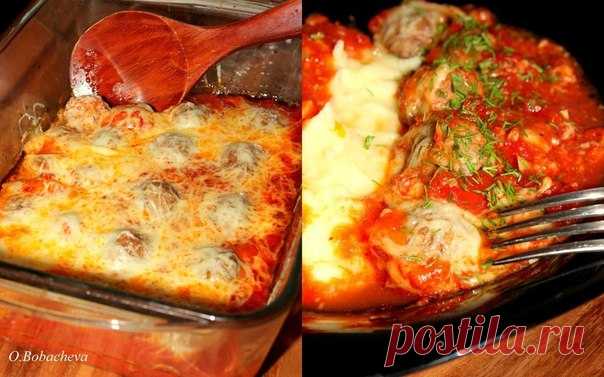 ТЕФТЕЛЬКИ ИЗ ГОВЯЖЕГО ФАРША С ВКУСНЫМ СОУСОМ И СЫРОМ