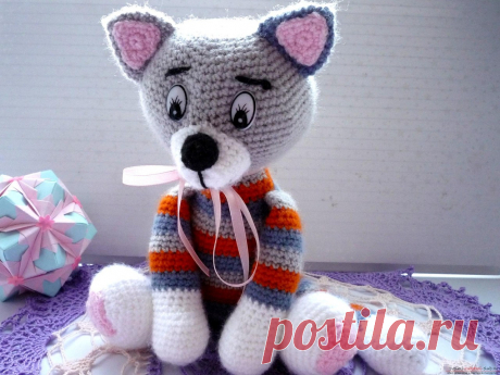 Игрушка &quot;Кот в полосочки&quot;. Крючком. МК. / sdelaisam.mirtesen.ru