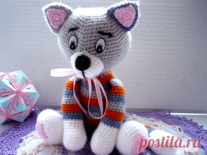 Игрушка "Кот в полосочки". Крючком. МК. / sdelaisam.mirtesen.ru