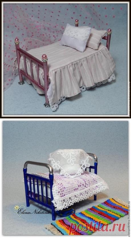 Кукольная миниатюра. Кроватка. МК Елены Никитиной
