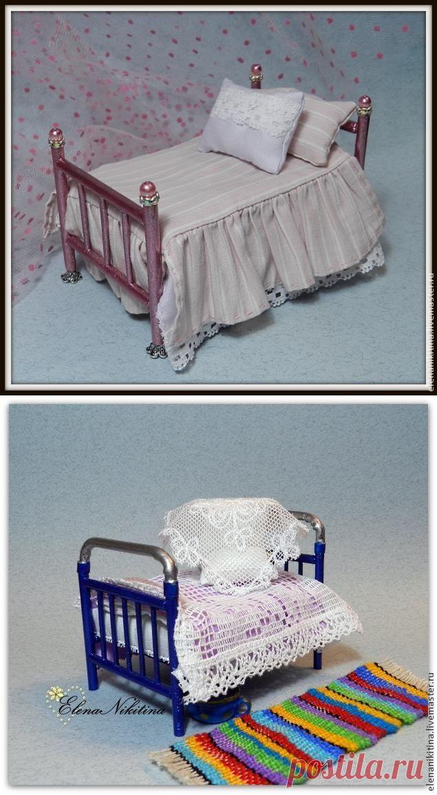 Кукольная миниатюра. Кроватка. МК Елены Никитиной