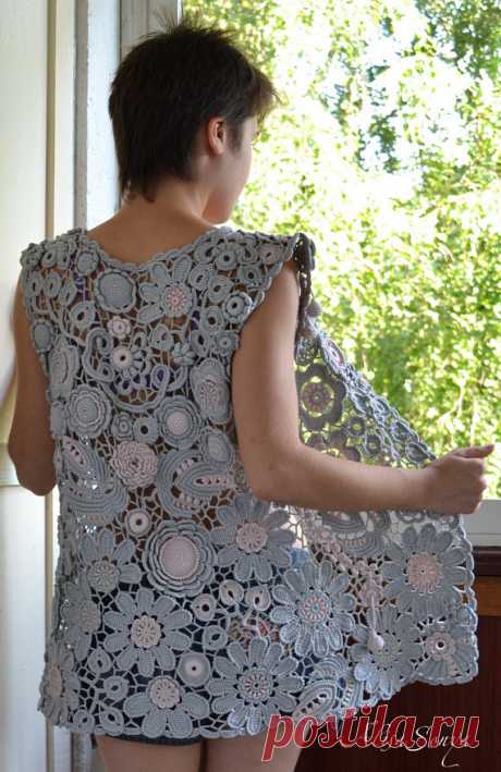Vest Boho fashion Thick yarn Irish crochet Lace Beach Summer