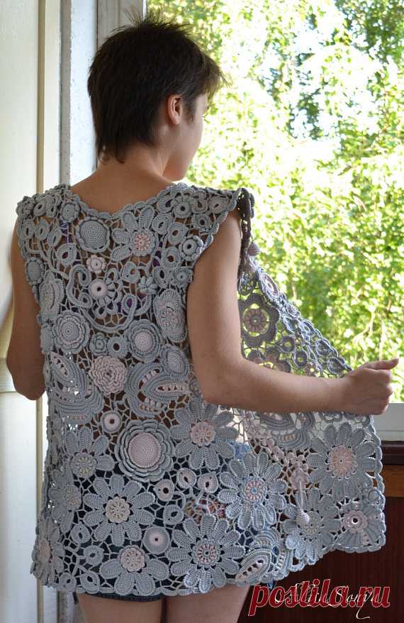 Vest Boho fashion Thick yarn Irish crochet Lace Beach Summer