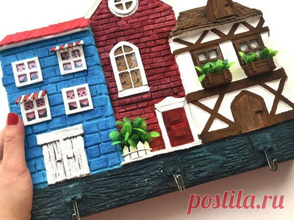 Ключница «Домики» своими руками из картона | Журнал Ярмарки Мастеров