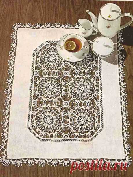Салфетка ткань+вязание крючком.