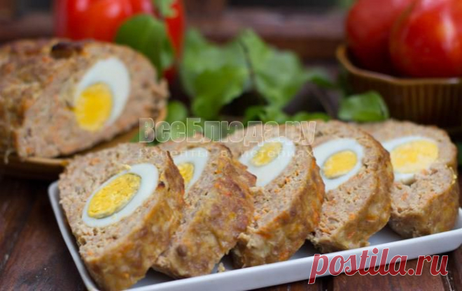 Мясной рулет из фарша с яйцами внутри | Все Блюда
