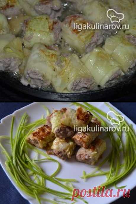 Мясные шарики в одежке из кабачков, рецепт пошаговый Лиги Кулинаров. Рецепт рулетиков из кабачков, рецепты Лиги Кулинаров.