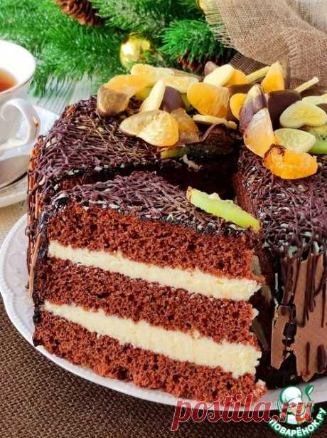 Домашний шоколадный торт с фруктами – кулинарный рецепт