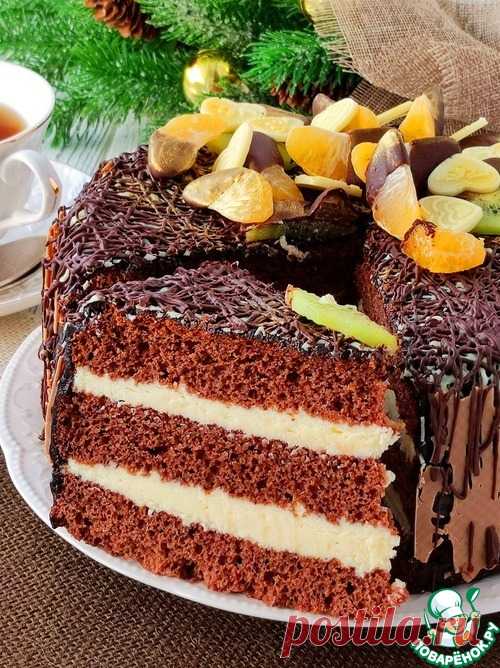 Домашний шоколадный торт с фруктами – кулинарный рецепт
