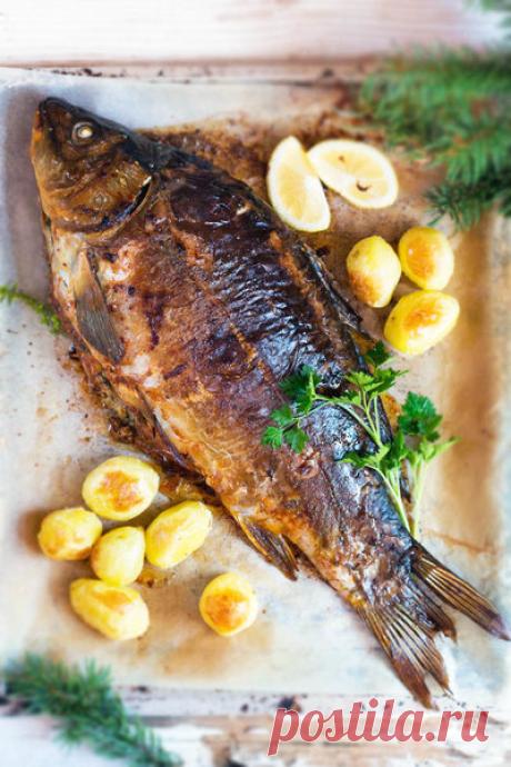 Карп запеченный с грибами🐟