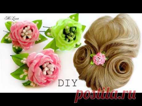 ШПИЛЬКИ ДЛЯ ВОЛОС  с цветами, МК / DIY Flowers Hairpins