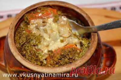 Мясная запеканка под соусом по-киевски