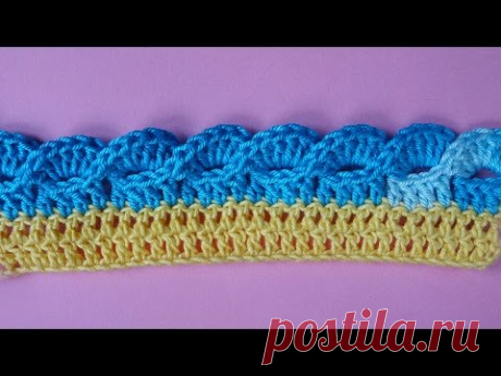 Кайма крючком Crochet border Вязание каймы 355 урок