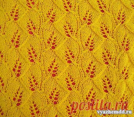Ажурный узор спицами &quot;Листочки на веточках&quot; - vyazhemdd.ru