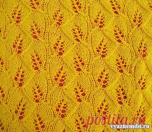 Ажурный узор спицами "Листочки на веточках" - vyazhemdd.ru