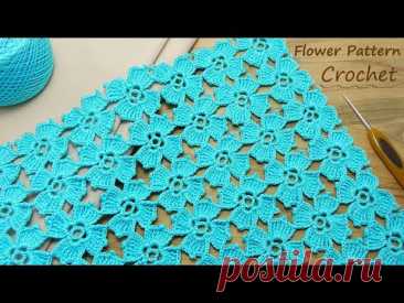 🌺How to Crochet EASY for Beginners Flower Pattern 🌺Легкий УЗОР без отрыва нити вязание крючком