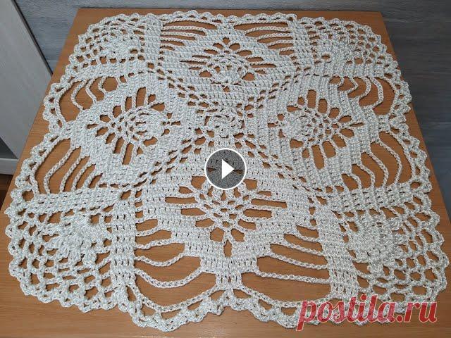 Результат ОЧЕНЬ ПОРАДОВАЛ!!! КВАДРАТНАЯ САЛФЕТКА крючком. Привет Всем! Сегодня я Вам расскажу, как научиться вязать большую квадратную салфетку крючком. Для вязания салфетки (58см на 58см, вес 500г) нам понад...