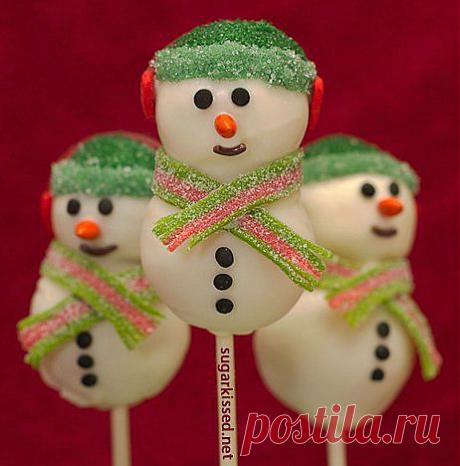 Снеговики: пирожные «кейк попс». Рецепт с пошаговыми фото + видео | Домохозяйка