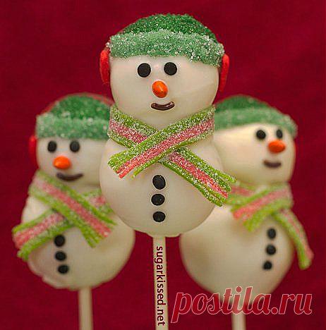 Снеговики: пирожные «кейк попс». Рецепт с пошаговыми фото + видео | Домохозяйка