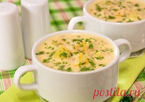 Сырный суп с рисом.