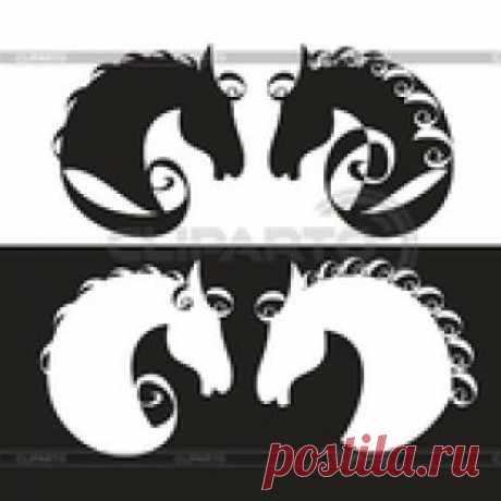 Силуэты. Лошади.