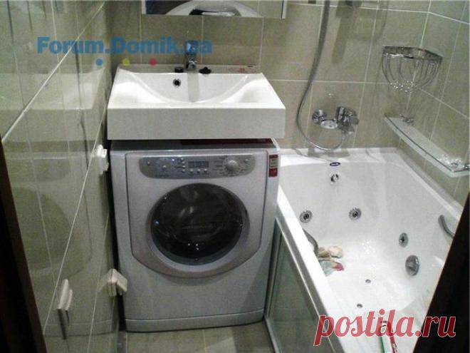 Размещаем стиральную машину в маленькой ванной