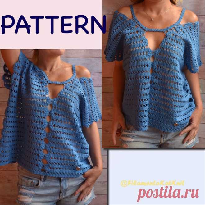 Crochet PATTERN and Tutorial pdf Summer Cotton Top Beachwear | Etsy