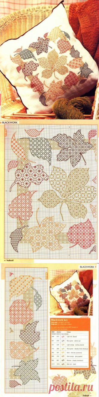 Схема для вышивки подушки в технике блэкворк (blackwork). / Вышивка / Схемы вышивки крестом