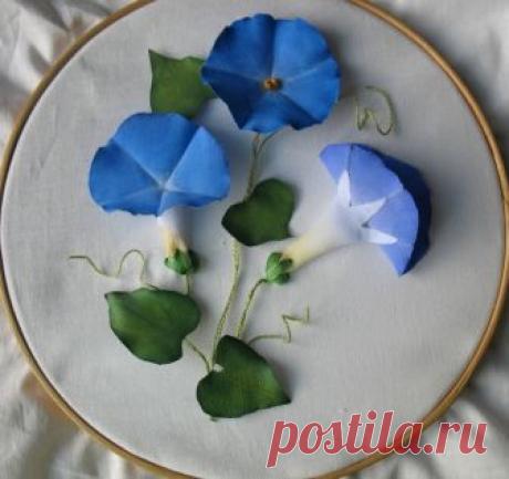 Обворожительные нежные ипомеи, живопись лентами — Делаем руками