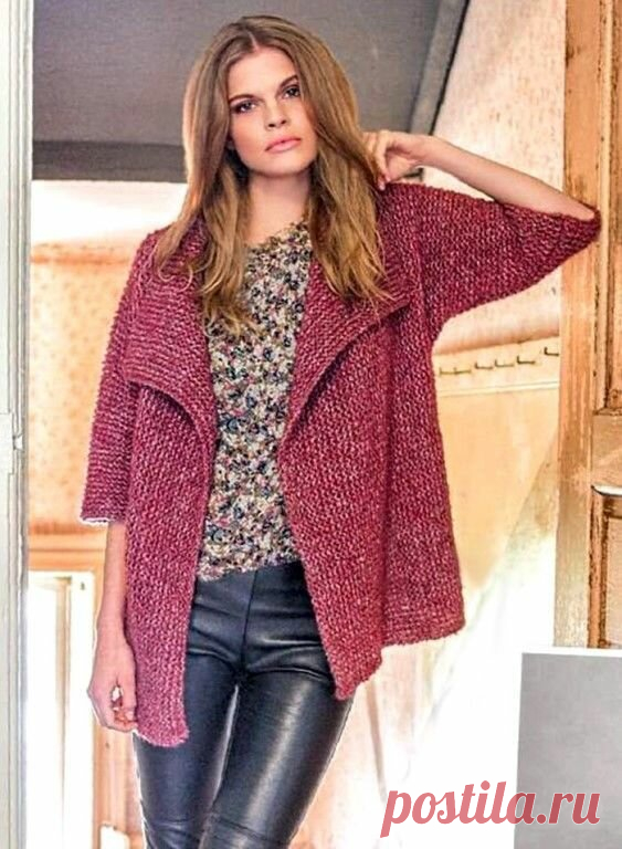 Жакет, модели спицами и крючком/ кимоно, карманы, капюшон/ описание+схемы. | Вязание 