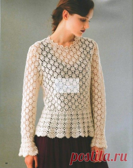 ЭЛЕГАНТНЫЙ АЖУРНЫЙ ДЖЕМПЕР. КРЮЧОК .
