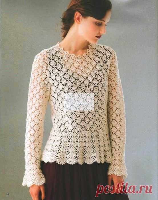 ЭЛЕГАНТНЫЙ АЖУРНЫЙ ДЖЕМПЕР. КРЮЧОК .