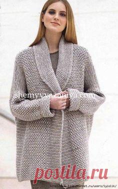 Объемный жакет без застежек фантазийным узором