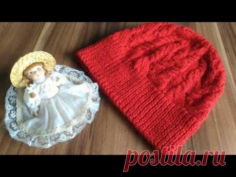 Вязаная шапка бини спицами 👌 АЖУРНАЯ шапка-бини спицами. Вязаные ажурные шапки бини спицами