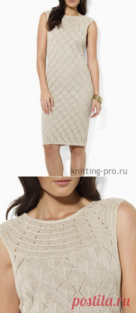 Платье вяжется по кругу сверху вниз..