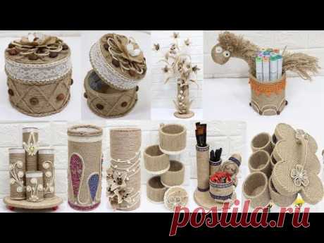 10 Craft ideas from jute and cardboard rolls | Home decor ideas