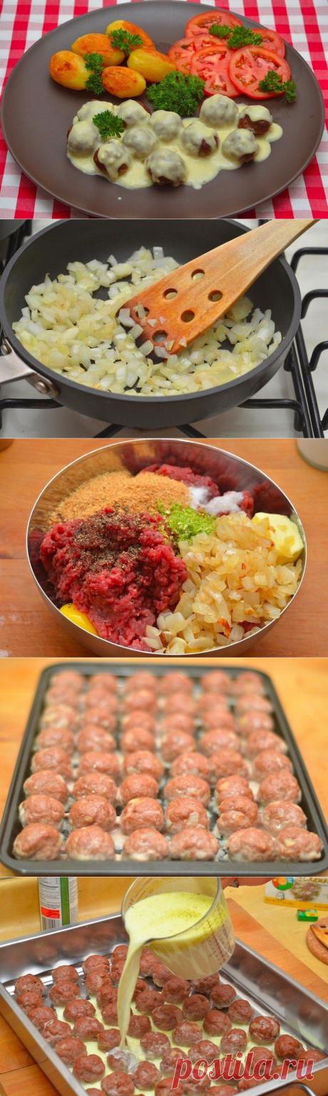 Как приготовить мясные шарики из говяжьего фарша под сливочным соусом - рецепт, ингридиенты и фотографии