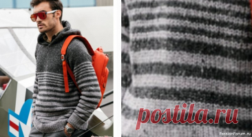 Мужской пуловер с капюшоном. Описание | Вязание для мужчин спицами. Схемы вязания