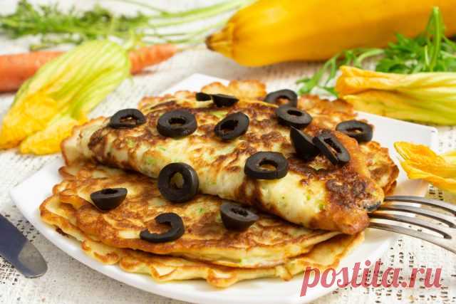Блины из кабачков с сыром и оливками — Ботаничка