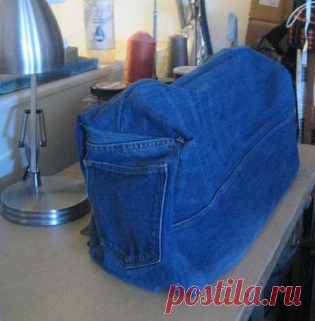 Чехол для швейной машинки из джинсов. Case for the sewing machine of denim jeans. ~ HandMadiya.com