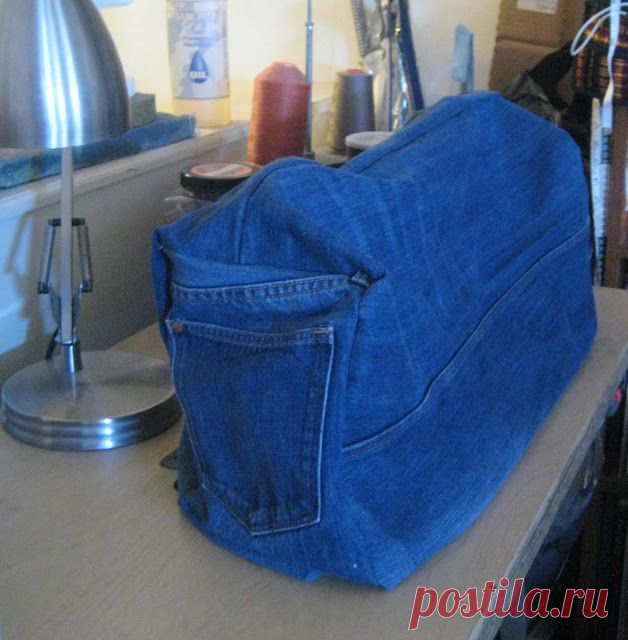 Чехол для швейной машинки из джинсов. Case for the sewing machine of denim jeans. ~ HandMadiya.com