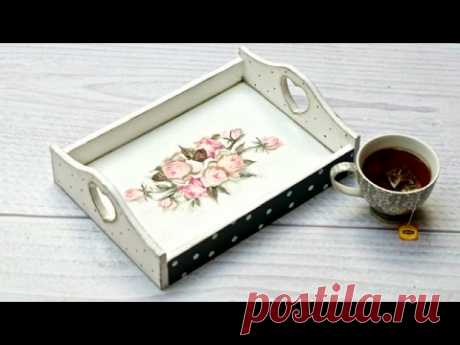 Decoupage krok po kroku - taca z różami -