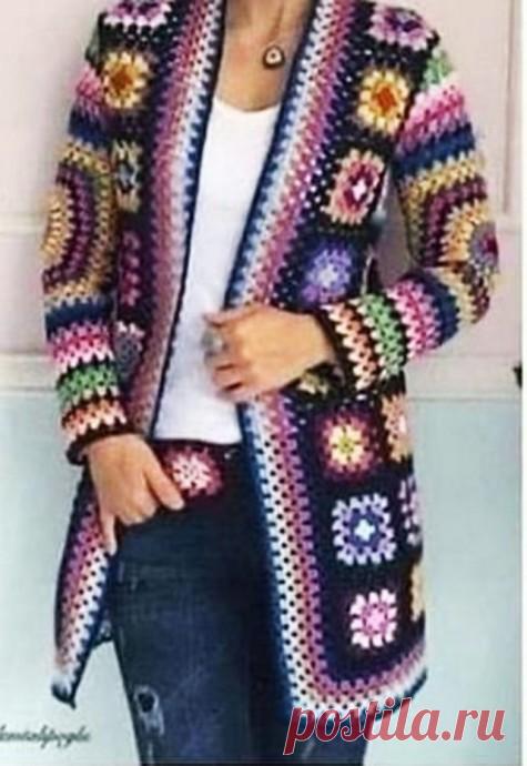 ​Кардиган из квадратных мотивов