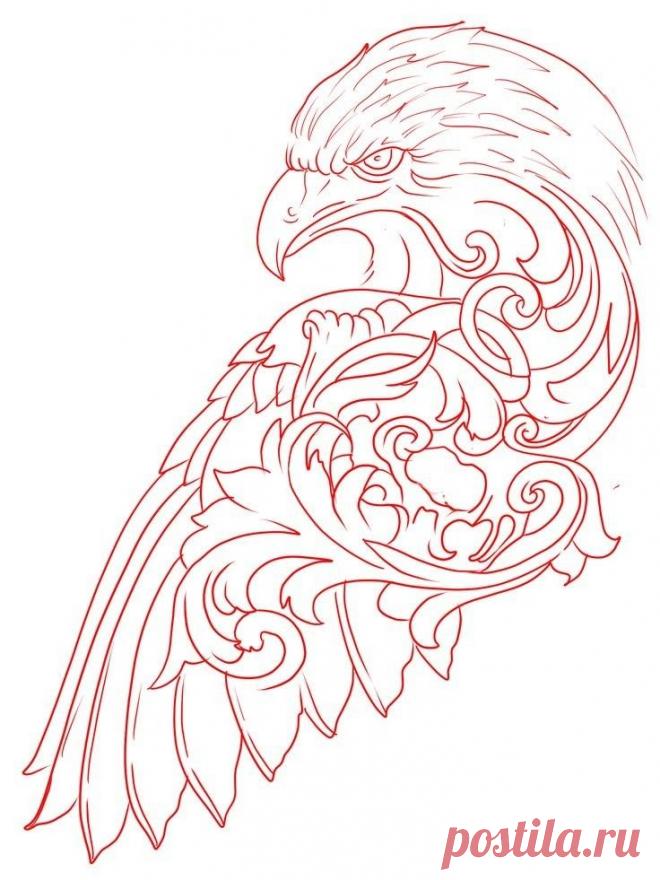 Гравировка. Эскиз. Сокол.