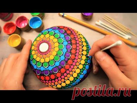 EASY Dot Art Mandala Rock Painting Using ONLY Qtip Toothpick Pencil Lip Balm tool | How To Lydia May