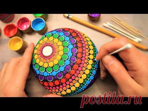 EASY Dot Art Mandala Rock Painting Using ONLY Qtip Toothpick Pencil Lip Balm tool | How To Lydia May