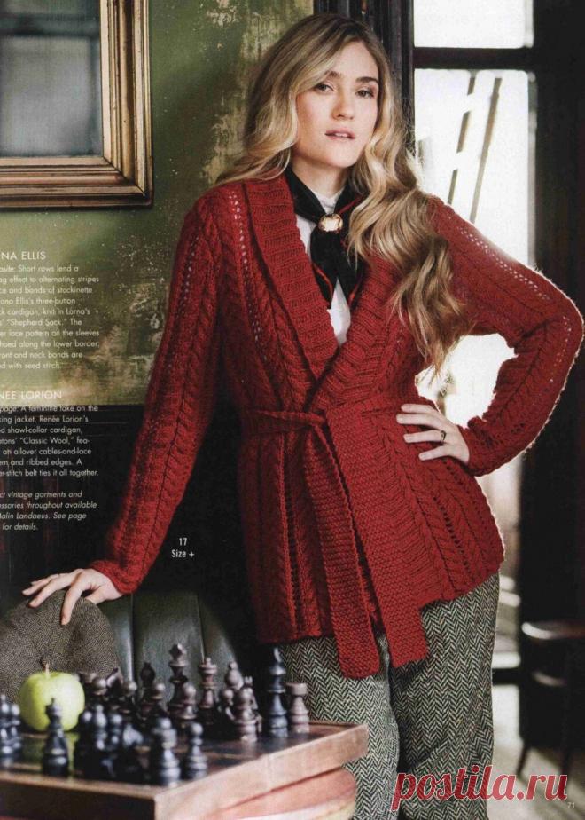 Женский кардиган Косы и ажур