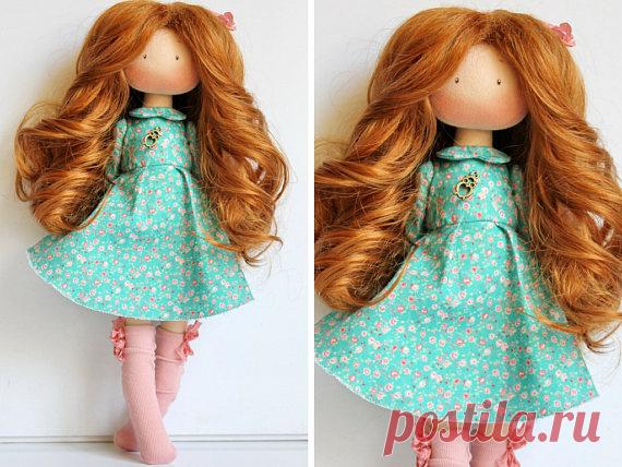 Rag doll Tilda doll Fabric doll Muñecas Green doll Poupée Art