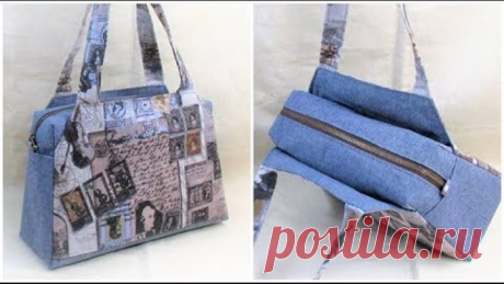 手提げバッグ作り方　How to make a Bag　裏地付き　マチあり　あおりポケット付き　ファスナーバッグ作り方