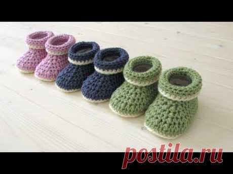 How to crochet cuffed baby booties for beginners - beginners baby shoes